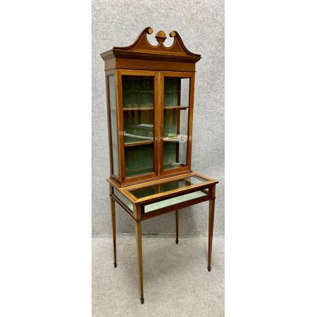 Edwardianisches Bijouterie Vitrine mit Intarsien