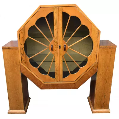 Seltene blonde Art Deco Vitrine aus 1930