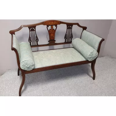 Antikes Zweisitzer Sofa, Mahagoni, ca. 1900