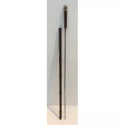 Antiker faux bamboo Malacca sword stick, Gehstock mit Silbergriff London 1886