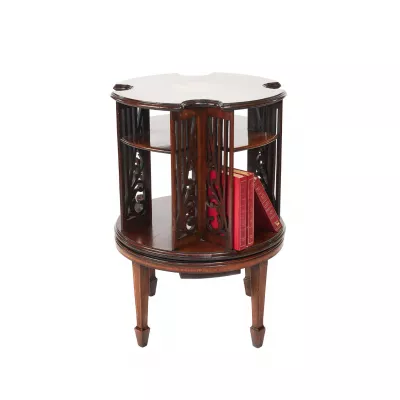 Revolving Bookcase im Sheraton-Revival-Stil mit Intarsien