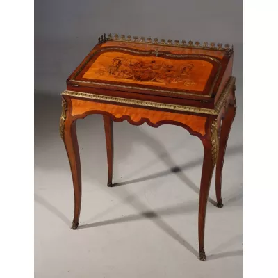 edwardian satinwood and rosewood bureau de dame ca. 1870