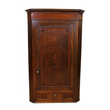antique georgian oak & mahogany  corner cupboard ca. 1800 Jh.