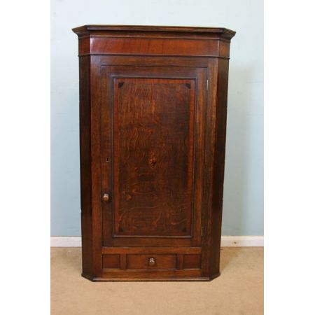 antique georgian oak & mahogany  corner cupboard ca. 1800 Jh.