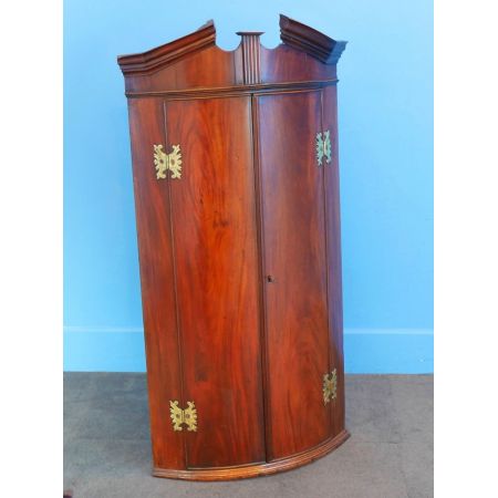 mahogany bow front corner cupboard ca. 1800