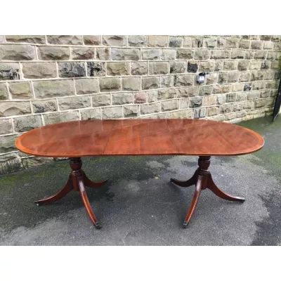 antique mahogany twin pillar extending dining table Antiker Mahagoni Twin Pillar Table, Mahagoni, ca. 1910