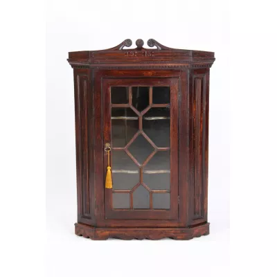 Antiker Hänge-Eckvitrine