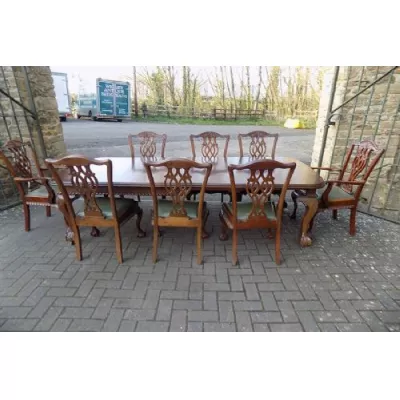 Georgianisches Mahagoni Esstisch-Set mit Stühlen