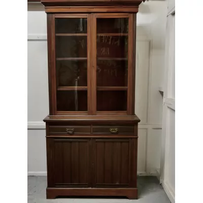 Englisches edwardianischer Bookcase / Bücherschrank aus Nussbaum