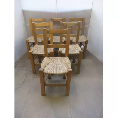 6er-Set Binsen-Sitzstühle
