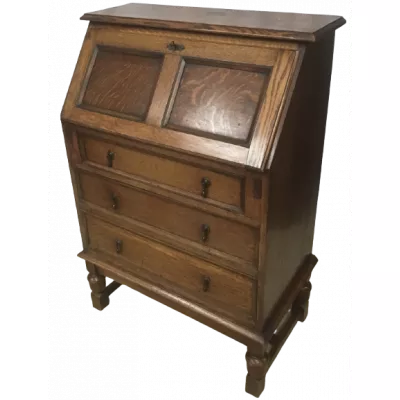 Antiker Bureau Fall Front Schreibtisch aus Massiver Eiche