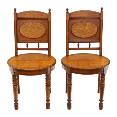2 Antike Eichenstühle aus Massivholz im edwardian Stil