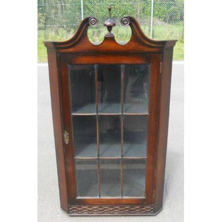 hängende Eckvitrine aus Mahagoni im Edwardian Stil