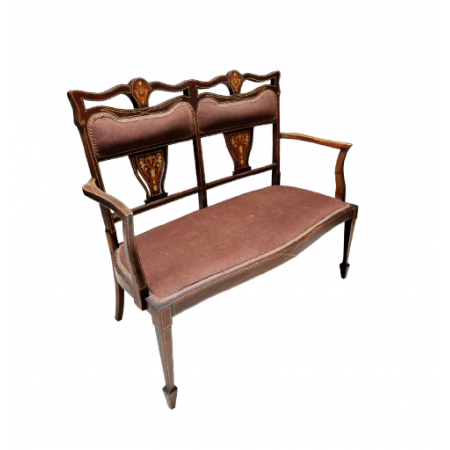 Antikes Mahagoni Sofa im Viktorianischen Stil mit Intarsien