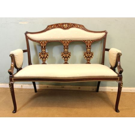 Mahagoni Sofa im Edwardianischen Stil mit Intarsien