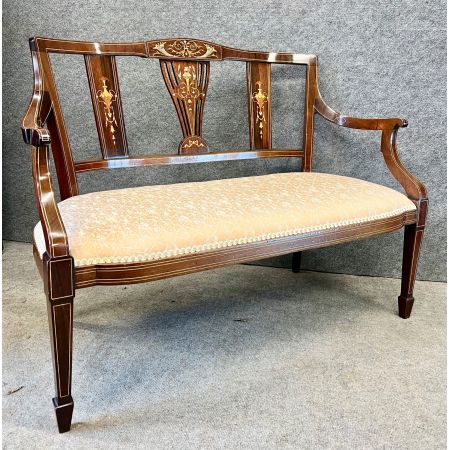 Antikes edwardian Settee mit Intarsien