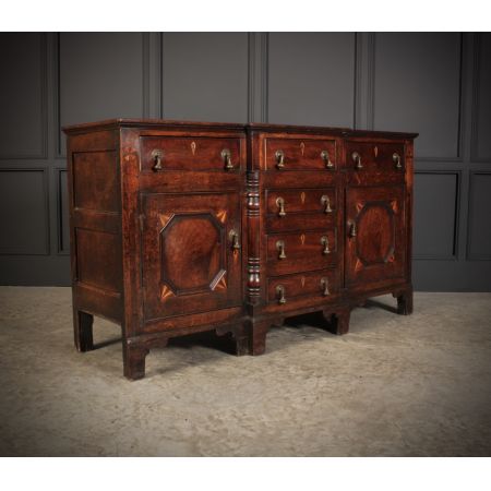 Antikes Breakfront Sideboard aus Eiche und Mahagoni