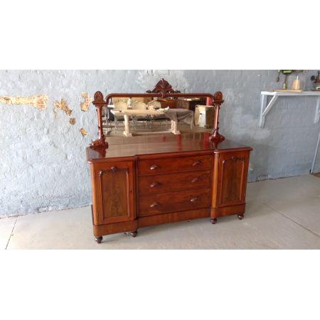 Antikes Mahagoni Sideboard mit Spiegel im Viktorianischen Stil