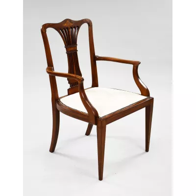 Mahagoni Stuhl / open armchair aus der Edwardianischen Epoche mit Intarsien