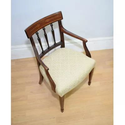 Antiker Mahagoni Stuhl / armchair im Regency Stil mit Intarsien