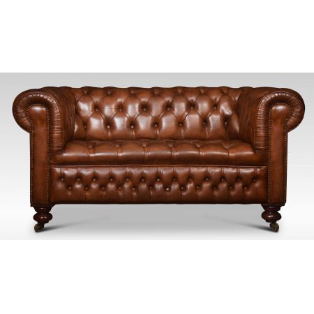 Braunes Chesterfield Sofa aus Leder  Antik