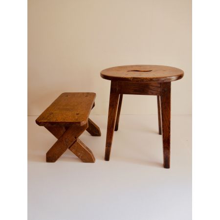 Georgianischer Hocker, Stuhl / X-shaped stool aus Ulme/Rüster und Eiche