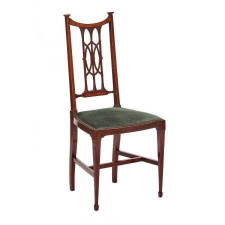 Edler Edwardianischer Stuhl / carved side chair mit Intarsien