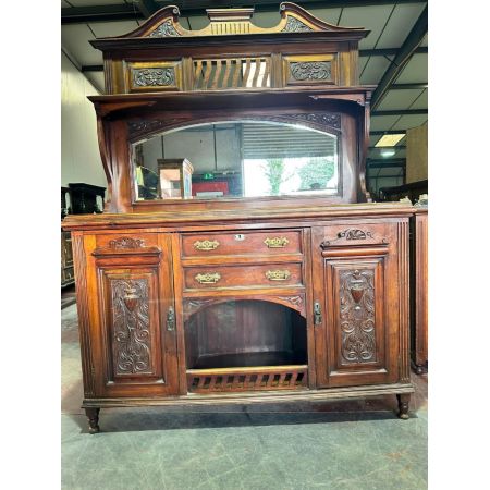 Antiker viktorianischer dresser / Anrichte,Sideboard aus Mahagoni mit Spiegel