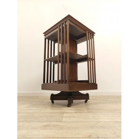 Antikes Edwardianisches Bücherregal / revolving bookcase aus Nussbaumholz