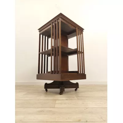 Antikes Edwardianisches Bücherregal / revolving bookcase aus Nussbaumholz