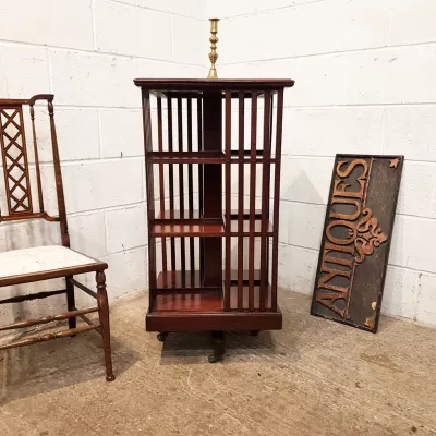 Antiker Edwardianischer revolving bookcase / drehbares Bücherregal aus Mahagoni