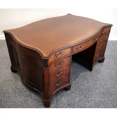 Hochwertiger edwardianischer Partnersdesk aus Mahagoni im georgianischen Stil