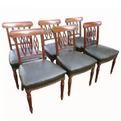 Set aus 6 mahagoni esszimmerstühlen im regency Stil