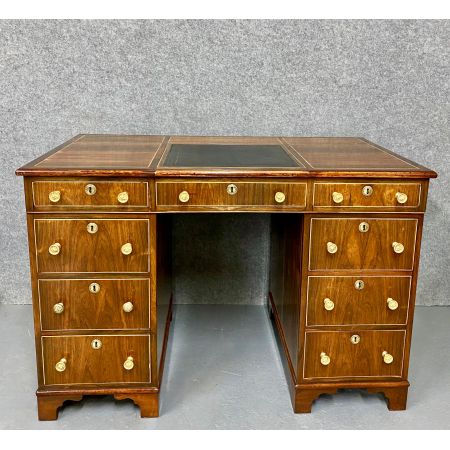 Schreibtisch / partnersdesk im Regency-Stil, gefertigt aus Rosenholz und mit Einlegearbeiten aus Buchsbaum