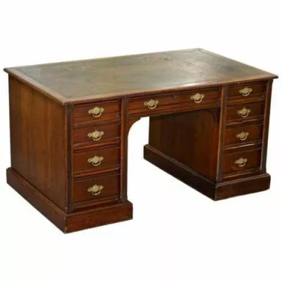 Antiker Hampton & Sons Schreibtisch / pedestal partners desk aus Mahagoni