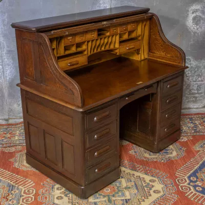 Antiker Viktorianischer Schreibtisch / Rolltop desk aus Eiche