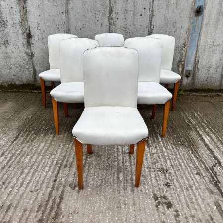 Set aus sechs Art Deco Esszimmerstühlen / dining chairs aus Nussbaumholz von Epstein