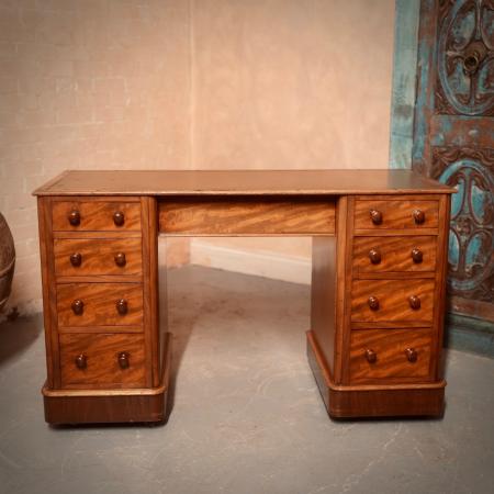 Antiker viktorianischer Schreibtisch / twin pedestal desk aus Mahagoni