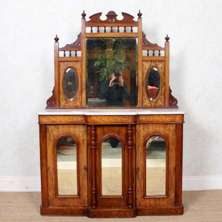 Sideboard aus Rosenholz mit Marmorplatte, ca 19. Jahrhundert