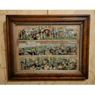 Viktorianisches Decoupage „Derby Day“ von George Cruikshank 