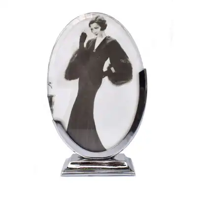 Eleganter Art-Déco-Bilderrahmen aus Chrom & Glas (ca. 1930) – Vintage-Stil