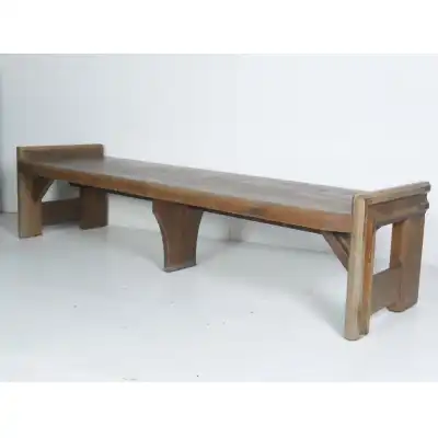 Antike Holzbank aus Kiefer um 1900 – 203 cm breit