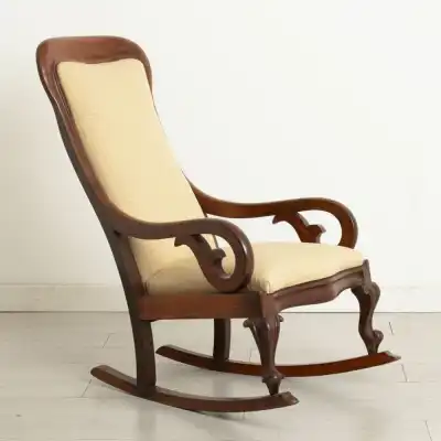 Antiker Viktorianischer Mahagoni-Schaukelstuhl