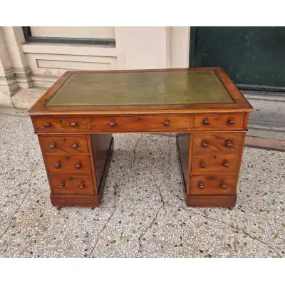 Writing Desk – Antiker englischer Mahagoni Schreibtisch mit Lederoberfläche