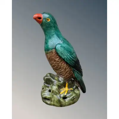 Antike Chinesische Papagei Figur aus dem 19. Jahrhundert