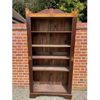 Antikes Bücherregal aus Mahagoni mit Intarsien – 19. Jahrhundert (ca. 1880)