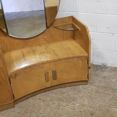 Art Deco Frisierkommode Antik – Eleganter Schminktisch mit Spiegel und Schubladen