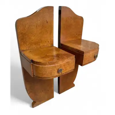 Art Deco Nachttische aus Maserholz – Paar von ca. 1930