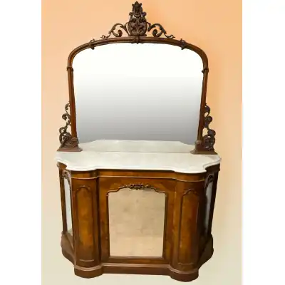 Sideboard mit Marmorplatte und Spiegelaufsatz um 1860