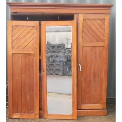 Viktorianischer Mahagoni Kleiderschrank 3 Türen